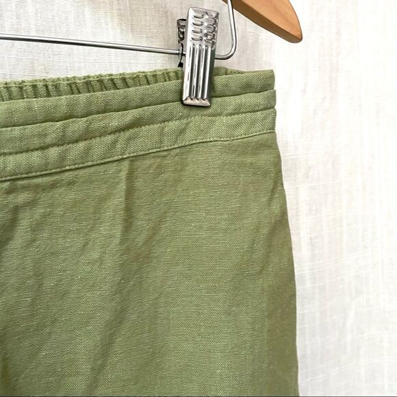 Coldwater Creek Linen Pull on Wide Leg Crop in Green Petite Large Lagenlook - Picture 6 of 13